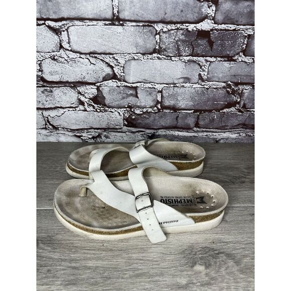 Mephisto Helen White Leather Casual Toe Post Strap Sandals Women Sz 39EU/8.5M US - Picture 16 of 16